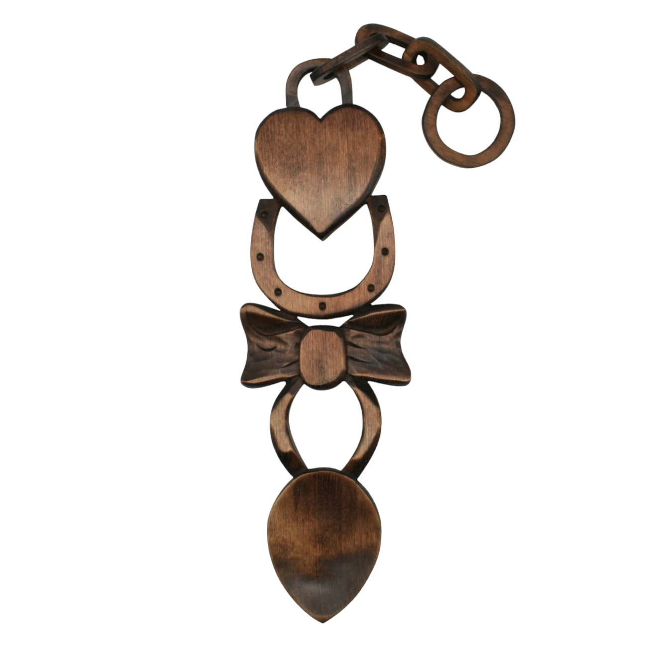 An image of a lovespoon titled Heart, Horseshoe & Bow