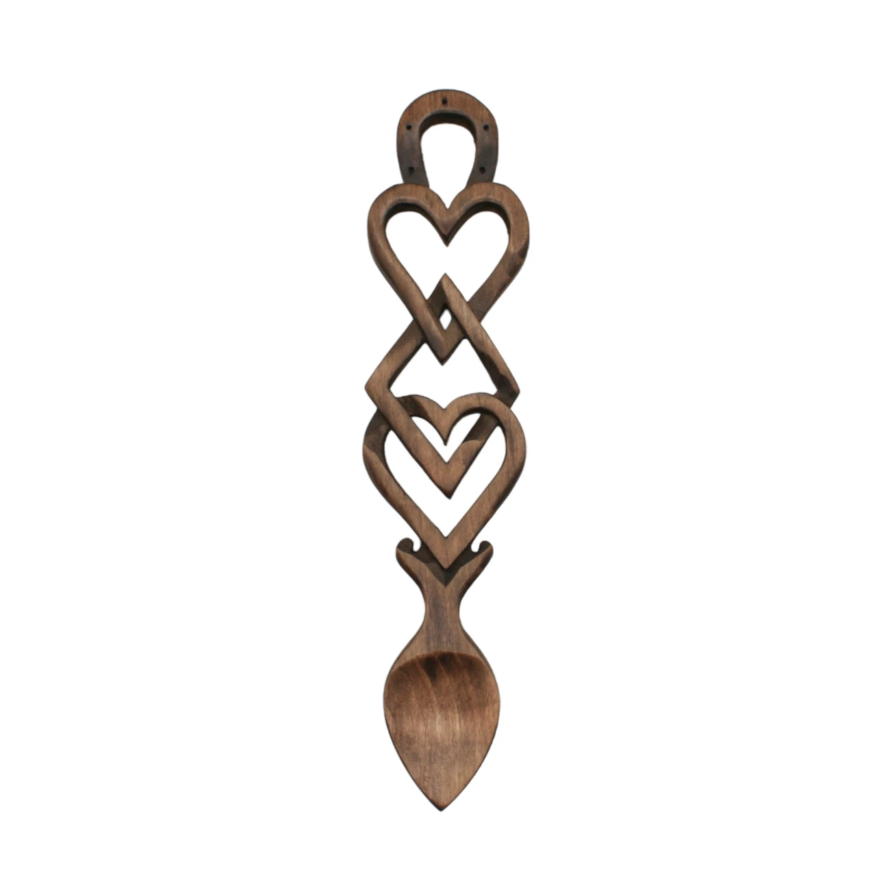 An image of a lovespoon titled Horseshoe, Hearts & Diamond