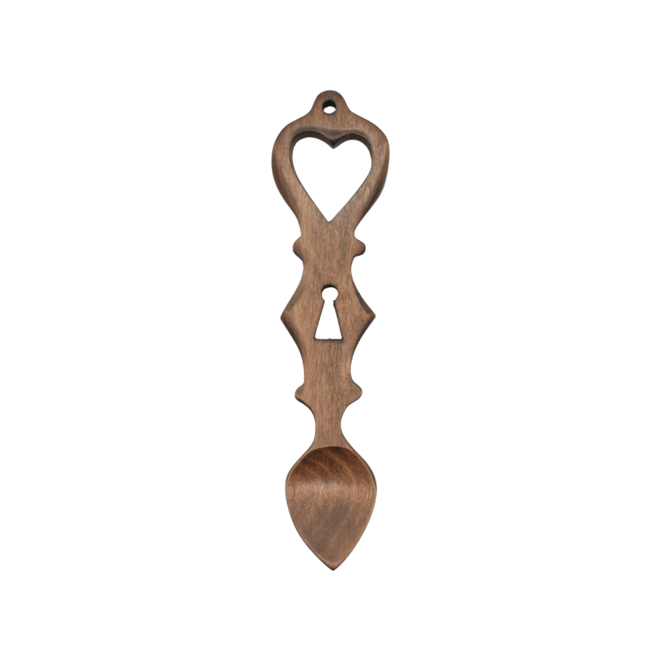 An image of a lovespoon titled Heart & Keyhole Cutout