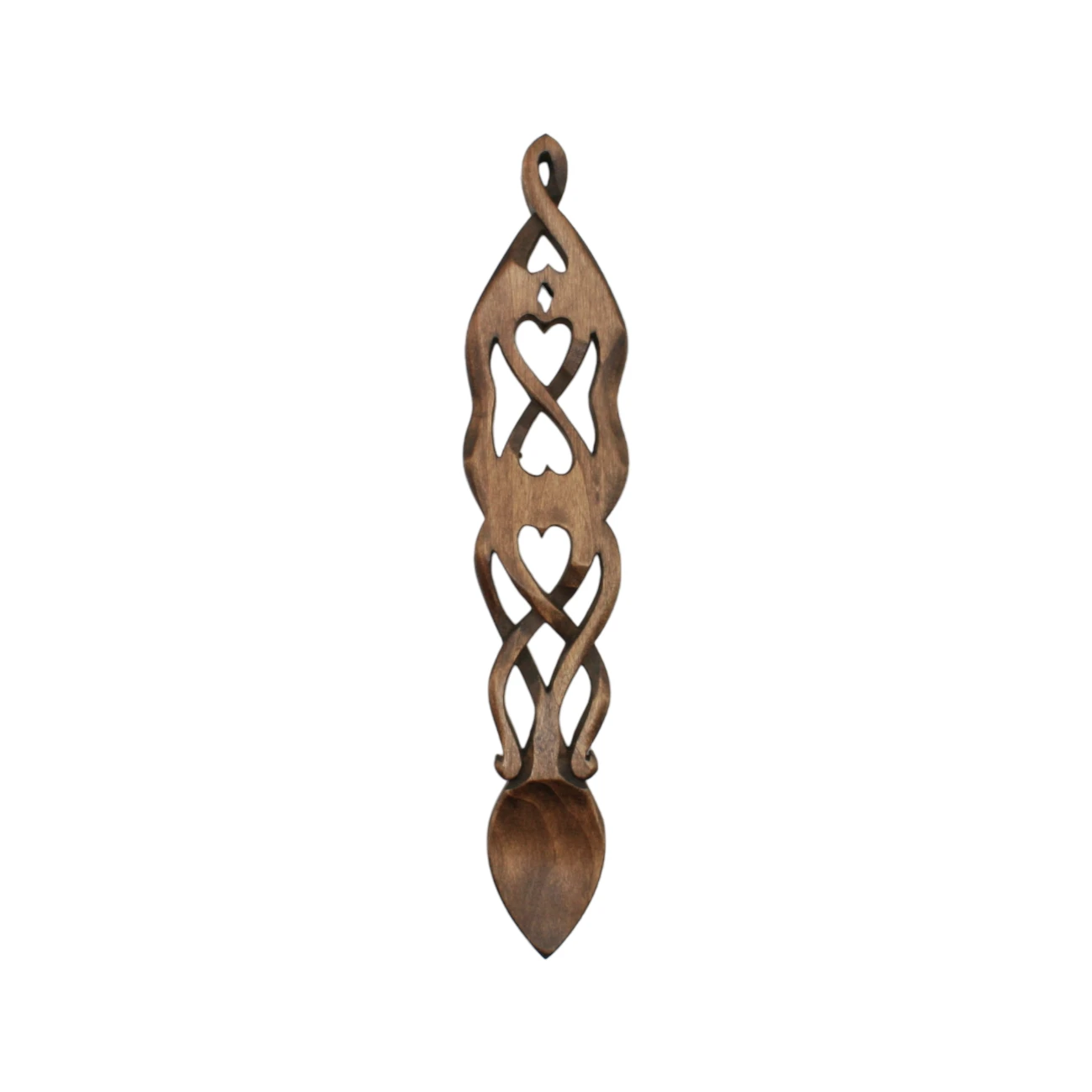 An image of a lovespoon titled Celtic Diamond & Hearts